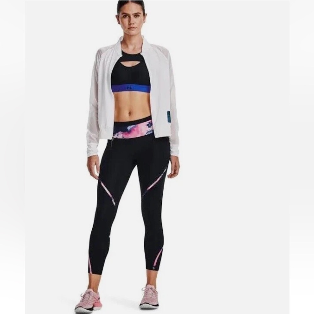 Under Armour Run Anywhere Ankle Tights Black Reflective Exercise Legging Size L